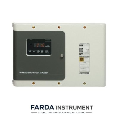 Model: MG8E Product Type: Paramagnetic Oxygen Analyzer Analyzer Type: Flameproof Type Measurement Object: Oxygen concentration in gaseous mixtures Measurement System: Paramagnetic System Measurement Principle: Magnetic Proportional Flow Rate System Measurement Range: 0-1 to 0-25 vol% O₂ Programmable Ranges: 3 ranges Repeatability: ±1% or less of span Linearity: ±1% or less of span Response Time: 90% response within 3 seconds Zero Drift: ±1% or less of span/week Span Drift: ±1% or less of span/week Temperature Drift: Application dependent Interference Gas Compensation: Available Detector Structure: Magnetic Proportional Flow Rate System Moving Parts: No movable parts Auxiliary Gas: N₂ Gas Auxiliary Gas Pressure: 350 to 500 kPa Auxiliary Gas Flow Rate: Approximately 35 mL/min Sample Gas Flow Rate: 300 to 800 mL/min, ±10% of set value Standard Sample Gas Flow Rate: 600 mL/min Sample Gas Pressure: Approximately 7 kPa at analyzer inlet Sample Gas Temperature: 0 to 50°C Sample Gas Humidity: No moisture condensation in flow path or sensor Zero Calibration Gas: N₂ Gas Span Calibration Gas: Dry Air Calibration Method: Automatic Calibration, Semi-Automatic Calibration and Manual Calibration Analog Output: 4-20 mA DC Maximum Analog Load Resistance: 550 Ω Contact Output: Fail, Low Auxiliary Gas Pressure Alarm, Maintenance Status, Range Answerback or Hi/Lo Alarm Fail Contact: 1 point Low Auxiliary Gas Pressure Alarm: 1 point Maintenance Status: 1 point Range Answerback / Hi-Lo Alarm: 2 points Contact Input: Remote Range Switching and Calibration Start Display: Large Digital LED Display with Analog Bar Graph and Status Indication Self-Diagnostics: Multiple Self-Diagnosis Functions Atmospheric Pressure Compensation: Available Calibration Function: One-Touch Calibration and Automatic Calibration Installation: Indoor, Panel or Wall Mounting Structure: Flameproof Explosion Protection: Ex d IIBT4X Power Supply: 90 to 127 V AC Power Supply Frequency: 48 to 63 Hz Rated Frequency: 50 or 60 Hz Ambient Temperature: -5 to 50°C Wetted Materials: SUS316 and Fluorine-Contained Rubber Sample Gas Connection: Applicable process sampling system Application: Flammable Gas Mixtures and Process Gas Analysis Sampling System: External Sampling Unit for high-temperature, high-pressure, high-dust or high-humidity process gases Communication / Control: Analog and Contact I/O Main Applications: Oil & Gas, Refinery, Petrochemical, Chemical, Natural Gas Processing and Process Gas Monitoring Manufacturer: Yokogawa Electric Corporation Product Series: MG8 Paramagnetic Oxygen Analyzer Flameproof Classification: Ex d IIBT4X Main Function: Continuous Measurement of Oxygen Concentration in Process Gas Mixtures